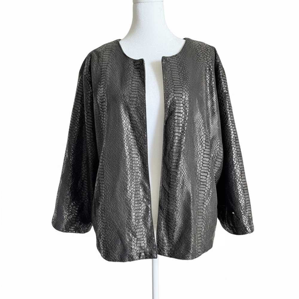 Adrienne Landau Metallic Snakeskin Cape